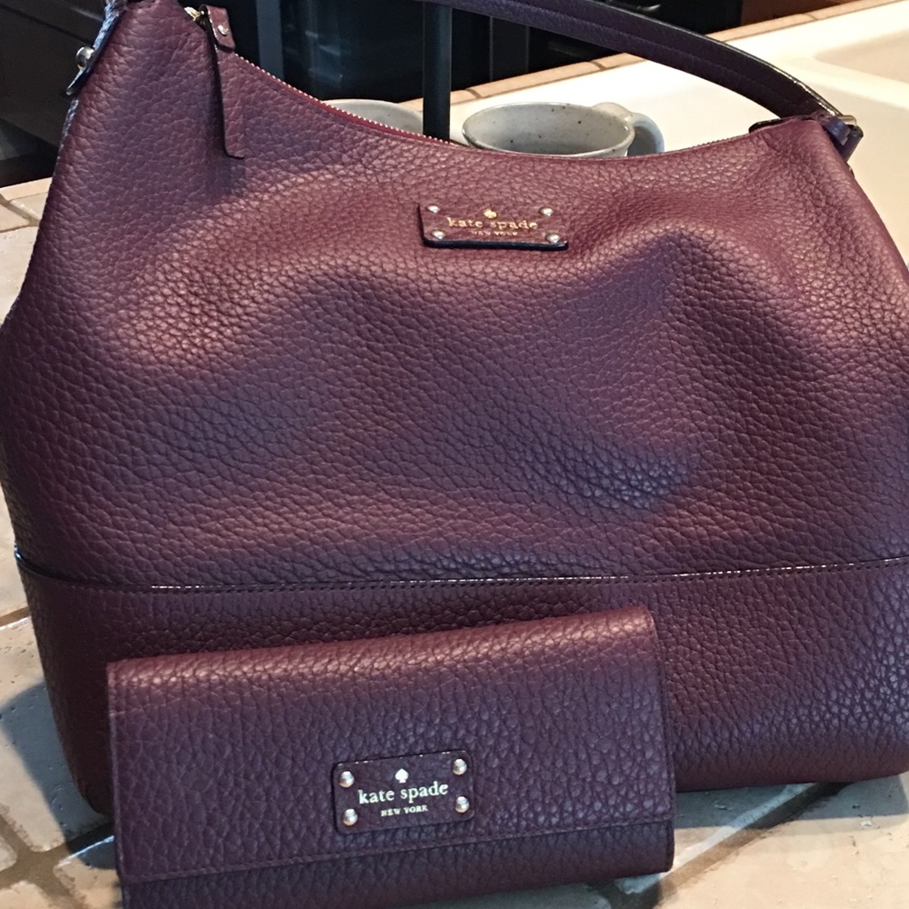 Kate Spade burgundy handbag & wallet set